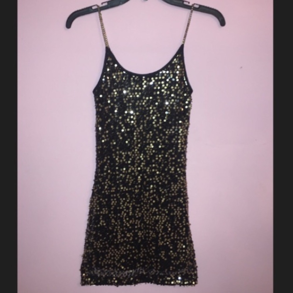 💛Black & Gold Sequin Mini Dress💛